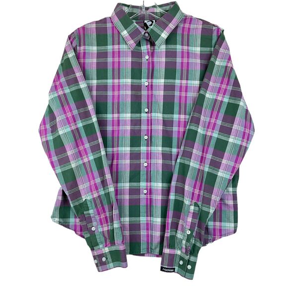 Rockies Jeans Wear Shirt Lg Plaid Long Sleeve Button Western Rodeo Vintage - Picture 1 of 8